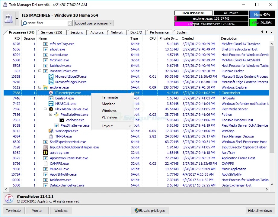 MiTeC Task Manager DeLuxe Captura de pantalla 1