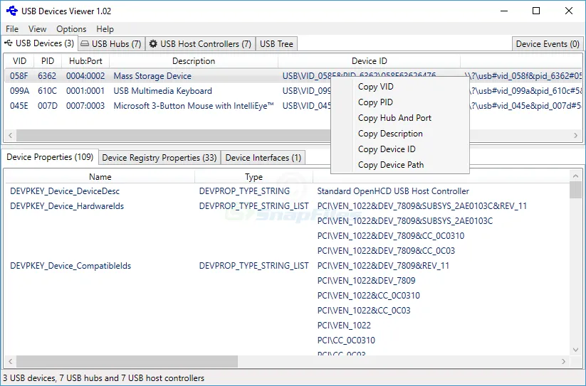 USB Devices Viewer Captura de pantalla 1