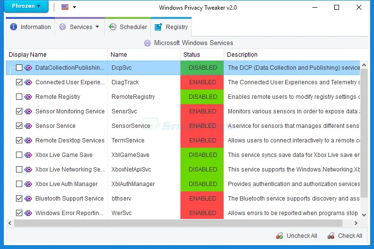 Windows Privacy Tweaker Captura de pantalla 1