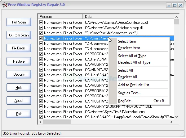 Free Window Registry Repair Captura de pantalla 1
