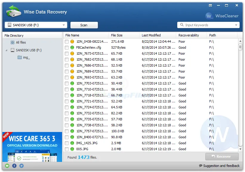 Wise Data Recovery Captura de pantalla 1
