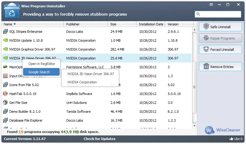 Wise Program Uninstaller Captura de pantalla 1