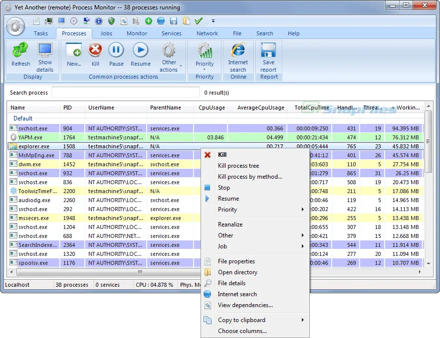 Yet Another Process Monitor Captura de pantalla 1