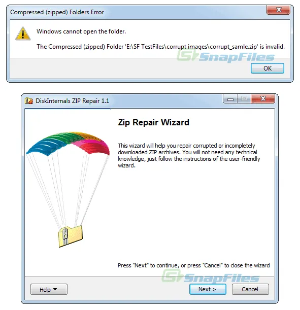 DiskInternals ZIP Repair Captura de pantalla 1